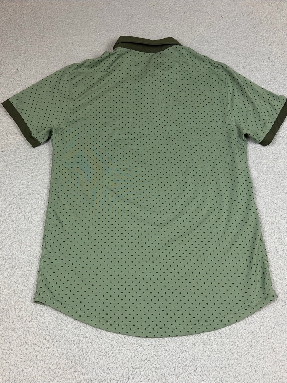 BYLT Basics Polo with Olive Green and Dark Green Trim Polka Dots Stretch - Picture 7 of 9